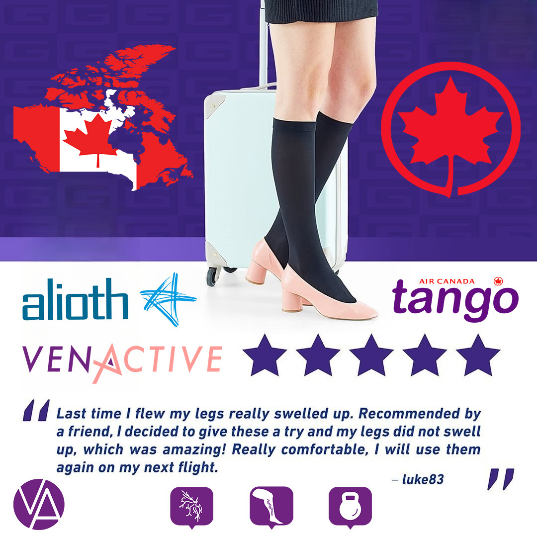 VenActive加拿大飞行袜减压护腿男女梯度压力工作中筒护士弹力袜