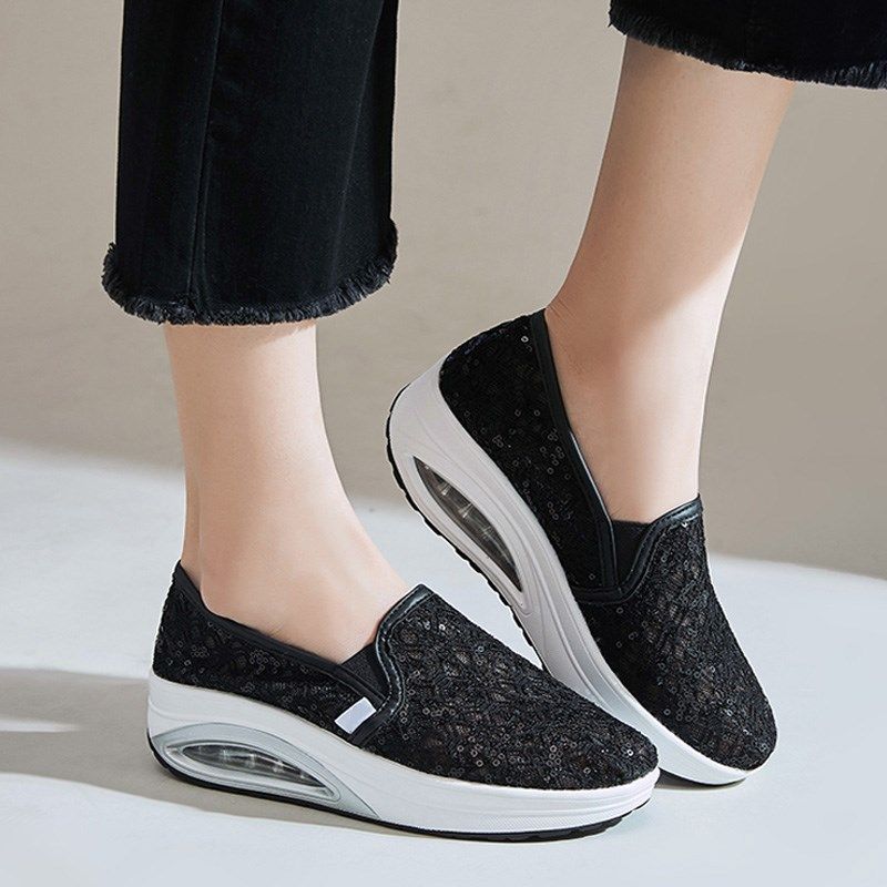 夏季新款亮片f摇摇鞋女鞋透气厚底蕾丝镂空休闲鞋一脚蹬软底妈妈,女鞋,松糕（摇摇）鞋,淘宝优惠券,粉丝福利购,淘宝优惠卷