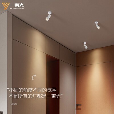 一束光射灯8/10度调焦吸顶客厅密室博物馆造景明装W可调角度照画
