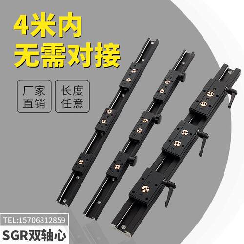 内置双轴心直线导轨滚轮滑台滑轨木工机械铝方轨 SGR10 15 20 25N