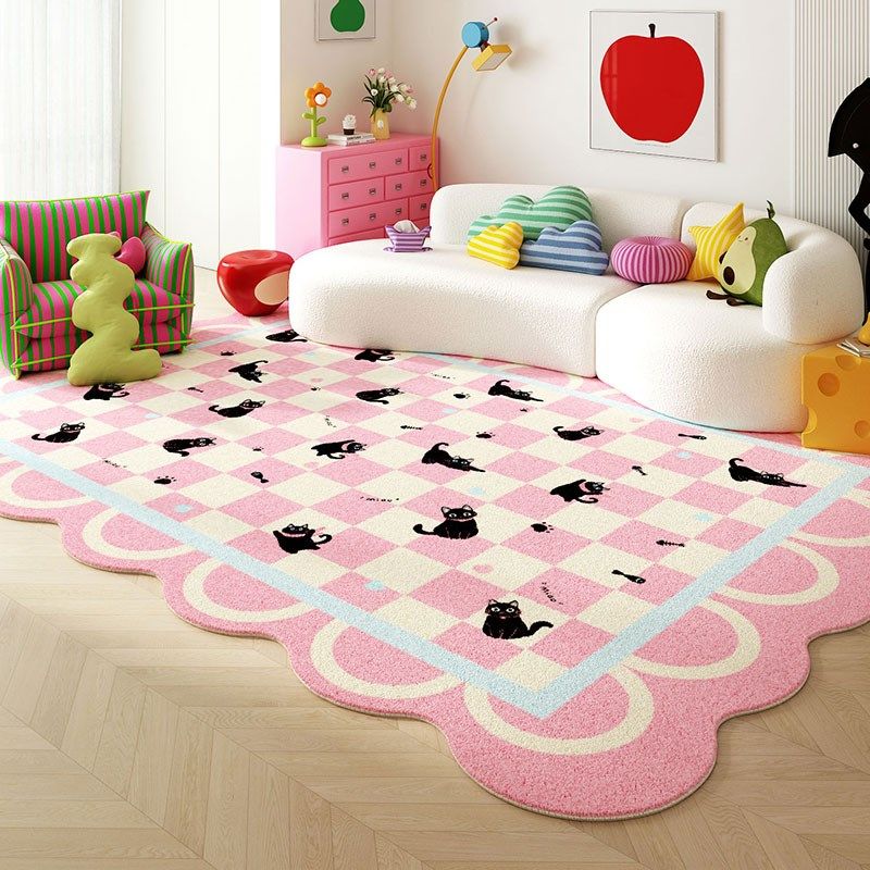 粉色地毯客厅f2025新款不规则多巴胺儿童房地垫卡通可爱卧室床边,居家布艺,地毯,淘宝优惠券,粉丝福利购,淘宝优惠卷