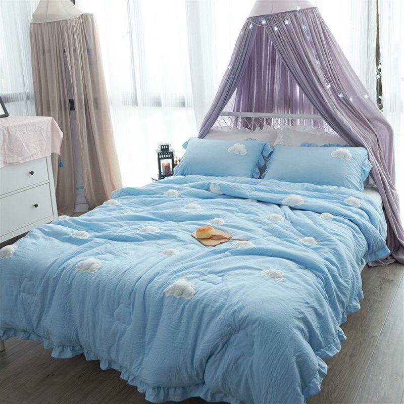 ins小清新水洗棉夏被 立体云朵被子 韩式春秋花P边空调被 2米 包