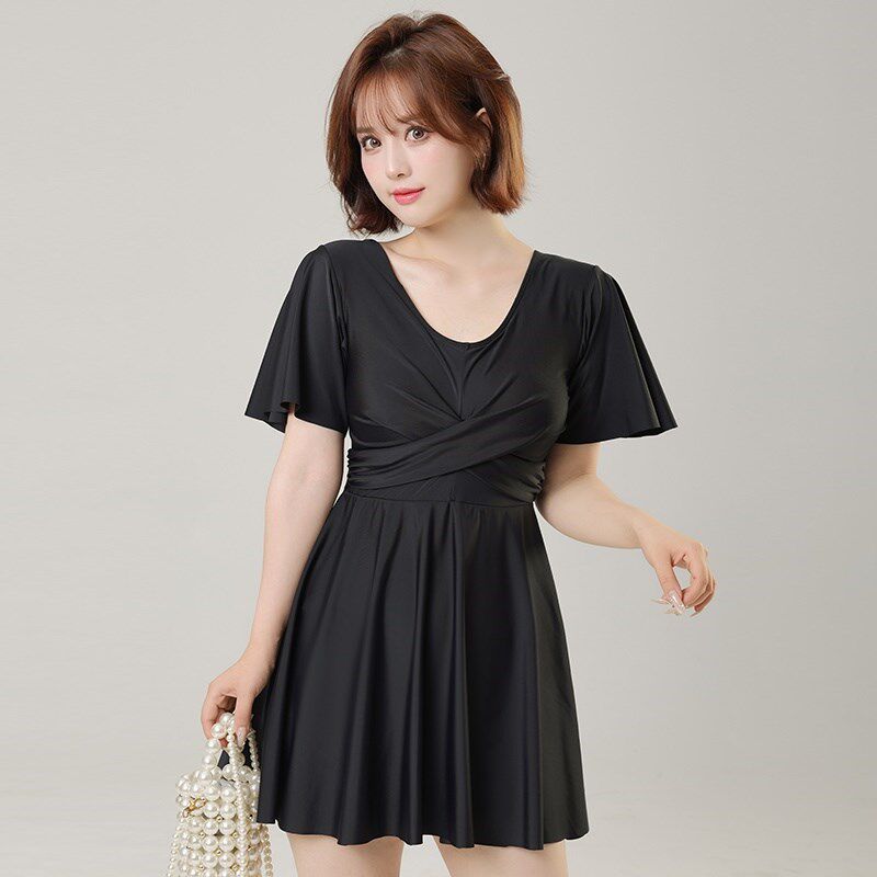 大码游泳衣女胖mm200斤泡温泉连体保守加肥30O0斤显瘦新款加大泳