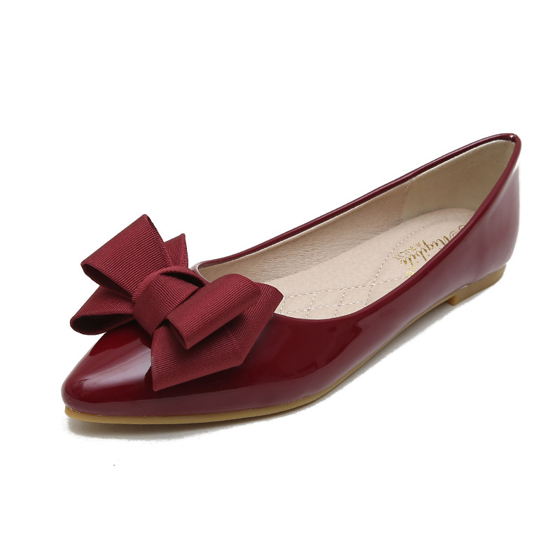 尖头平底a鞋女秋漆皮浅口瓢鞋豆豆鞋大码女鞋41一43晚晚鞋软底单,女鞋,浅口单鞋,淘宝优惠券,粉丝福利购,淘宝优惠卷