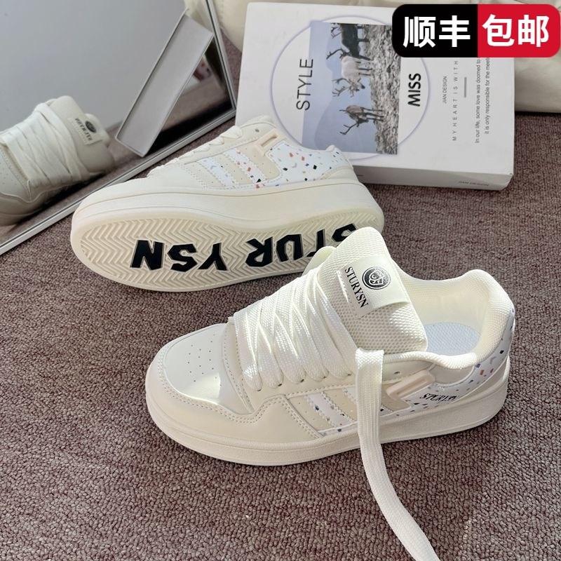 厚底小白鞋20h25新款超火港风百搭春季校园风休闲面包鞋女街拍潮