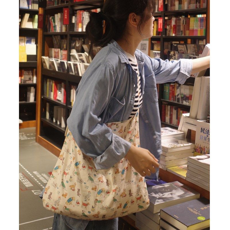 別來無恙【狗狗的欢m乐假期】卡通可爱布袋子斜跨单肩大容量帆布,收纳整理,购物袋/环保袋/帆布袋,淘宝优惠券,粉丝福利购,淘宝优惠卷