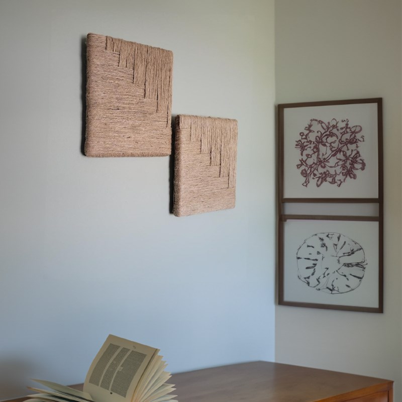 纯手工编织客厅装饰画中古侘寂风网红民宿K床头高端挂画餐厅复古图片