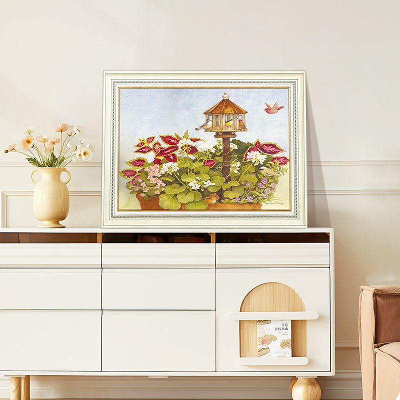 美式餐厅装饰画客厅玄关挂画单幅花卉油画大气P复古壁画卧室欧式图片