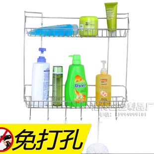 2层免打孔l洗漱台卫浴置物架壁挂厕所卫生间收纳.架浴室角 吸壁式