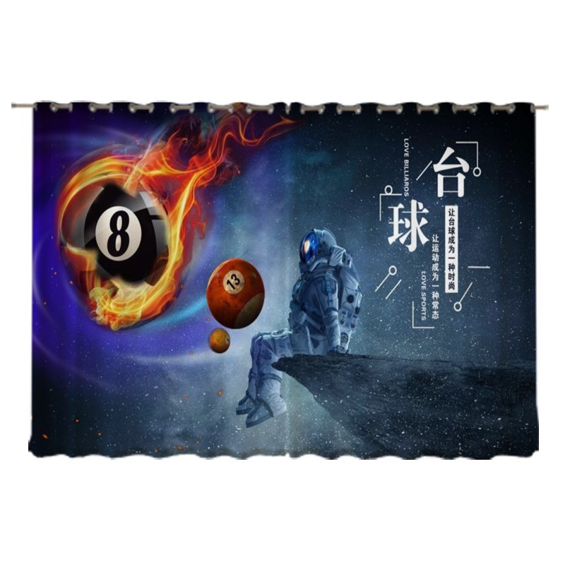 2024新c款台h球厅背景窗帘logo定制桌球俱乐部装饰遮光隔断帘