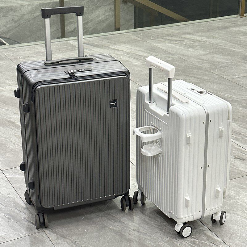 侧开盖铝框行李箱多功能登机箱20寸万向轮拉杆箱24旅行箱男女PC