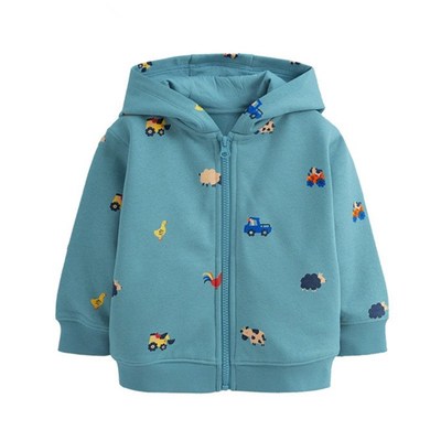 小汽车2023男童卫衣外套春秋童装儿童卡通纯棉连帽衫宝宝薄款上衣