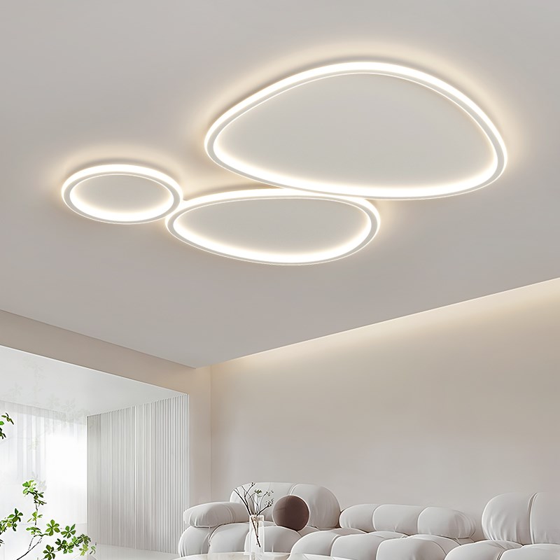 全光谱护眼鹅卵石客厅主灯2025新款现代简约卧室极简云朵吸顶灯具