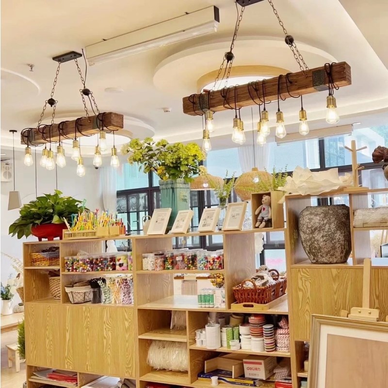 美式复古b工业风船木吊灯创意餐厅灯咖啡店吊灯饭店包厢吧台木头