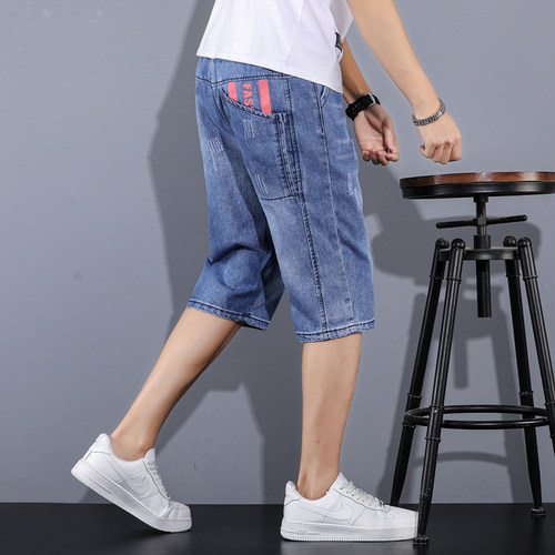 夏天薄款青少年牛仔短裤男七分裤高中学生休闲7分中裤男孩子马裤