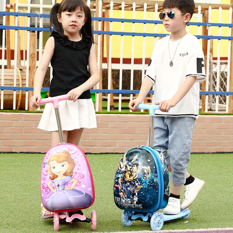 新款滑板儿童拉j杆箱玩具小女孩儿童行李箱卡通动漫男宝宝旅行学
