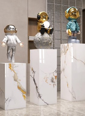 大理石底座客厅玄关岩板立柱展示台墩子架电视柜落地大