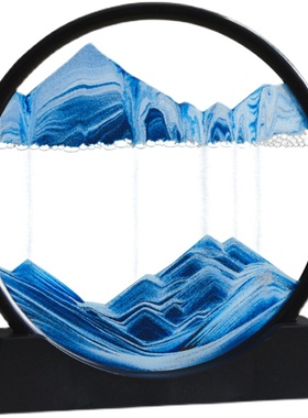 创意翻转流沙画摆件艺术玻璃沙漏客厅办公室桌面装饰乔迁新居礼品