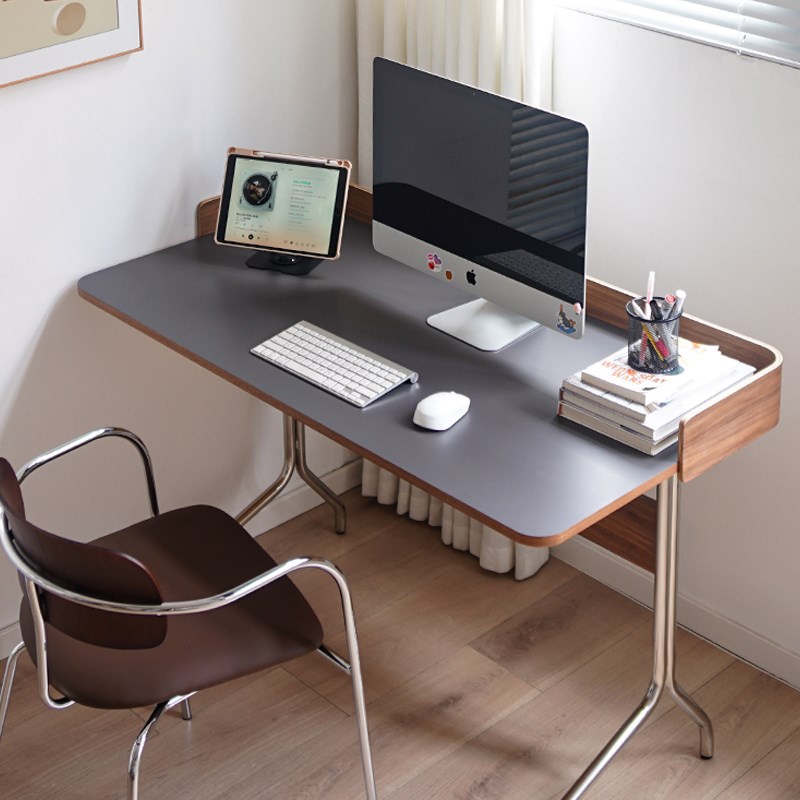 中古侘寂风实木书桌家用学生写字桌卧室小型复古写字台办公电脑桌