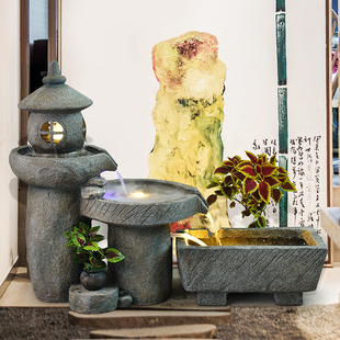 新庭院装饰水景观加湿器阳台鱼池假山流水喷泉室内外造景