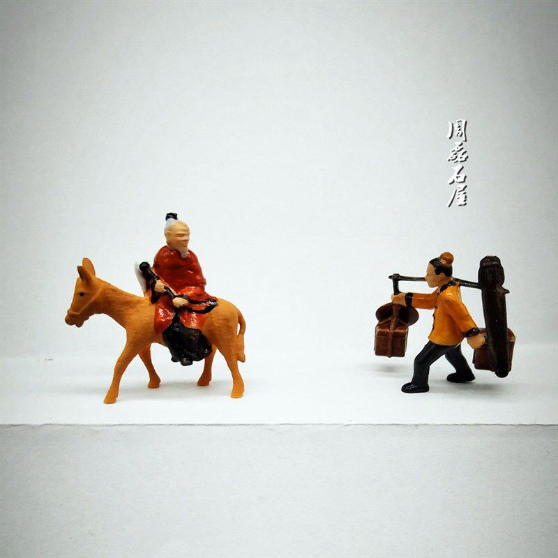 热卖微缩树脂古人物携琴访友奇石假山盆景枯山水微景造景装饰