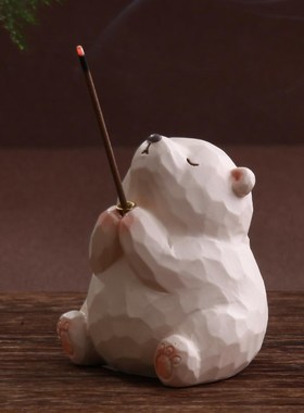 爱小青蛙熊猫线香插香座高级感点香托盘创意茶宠桌台香薰炉