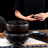 陶瓷电陶炉煮茶器煮茶壶分茶器五朵金复古黑茶具装 干泡利友