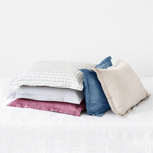 100亚麻宽边信封枕套家用透气枕头套48X74cmV枕头皮单个定制 夏季