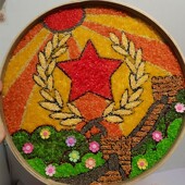 竹筛画经典 画 款 成品粮食画 竹 五谷杂粮画 直径厘 豆子画