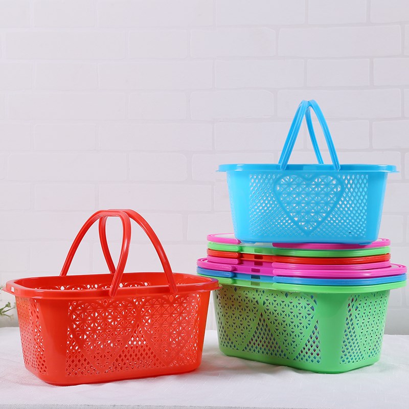 小水果篮子爱心手提篮杨梅篮樱桃篮草莓篮采摘篮带盖加厚塑料篮子