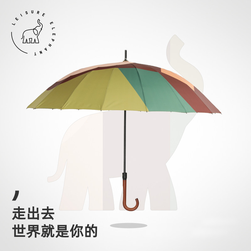 复古全自动雨伞防风雨直伞结实加固木骨伞女长伞