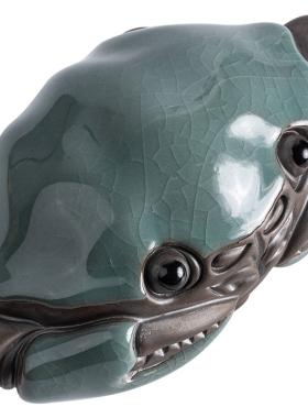 大号螃蟹陶瓷工艺品 钳财横财 家居客厅装饰茶桌桌面摆设礼品