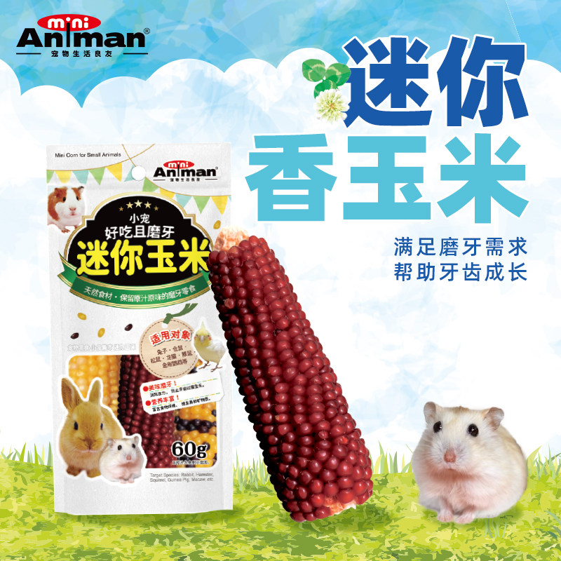Animan爱妮漫小宠仓鼠磨牙零食解馋小玉米棒金丝熊饲料造景用品