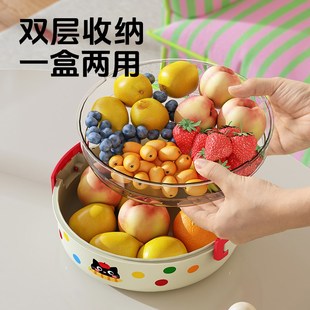 户外携带双层水果盘 多巴胺果盘洗菜盆沥水篮家用刺身盘洗菜篮新款