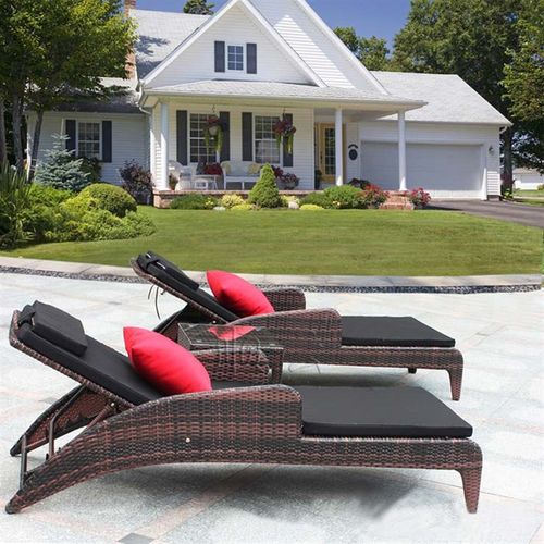 顺云 户外花园阳台躺床椅 沙滩躺床 游泳池躺椅 藤休闲调节背躺椅