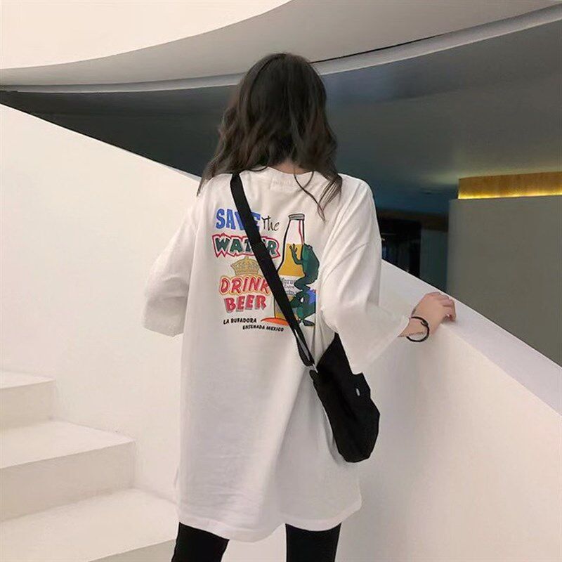 下半身失踪欧货大版中长款t恤女遮屁股大码200斤高个子加长T恤裙