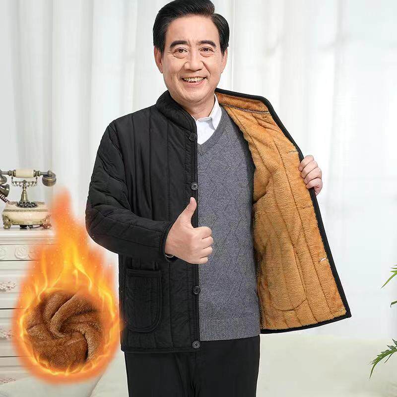 男装加绒加厚中老年棉衣男士外套冬季中年人棉袄爸爸装棉服秋冬款