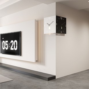 2024新款现代简约客厅挂钟家用转角双面时钟创意挂表餐厅静音钟表