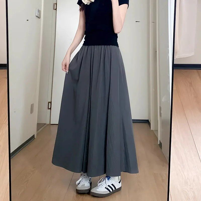 山本阔腿裙裤女夏季新款薄款大码胖mm宽松百搭高腰九分休闲长裤子