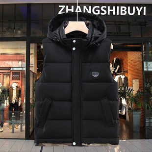 马甲男款2024新款冬季青少年羽绒棉背心外套大码坎肩工装棉服马夹