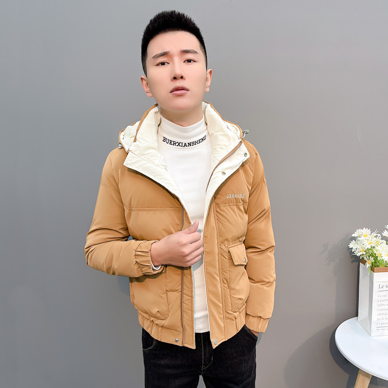 男装羽绒服2023新款爆款潮流帅气保暖冬季连帽高级感修身棉衣外套