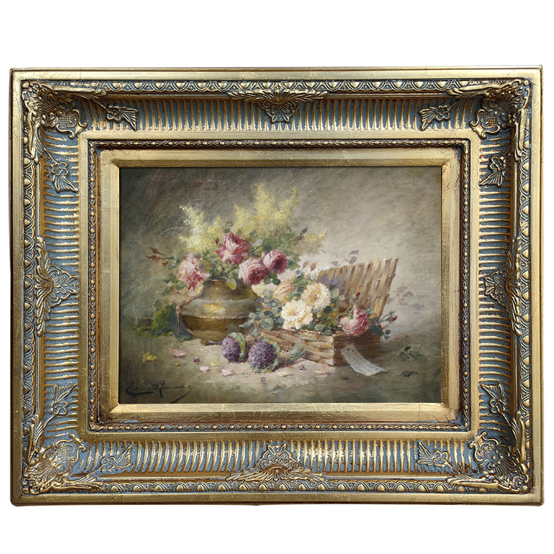 欧式角花框金色实木油画框做旧长方形装裱镜框11厘米宽相框定做