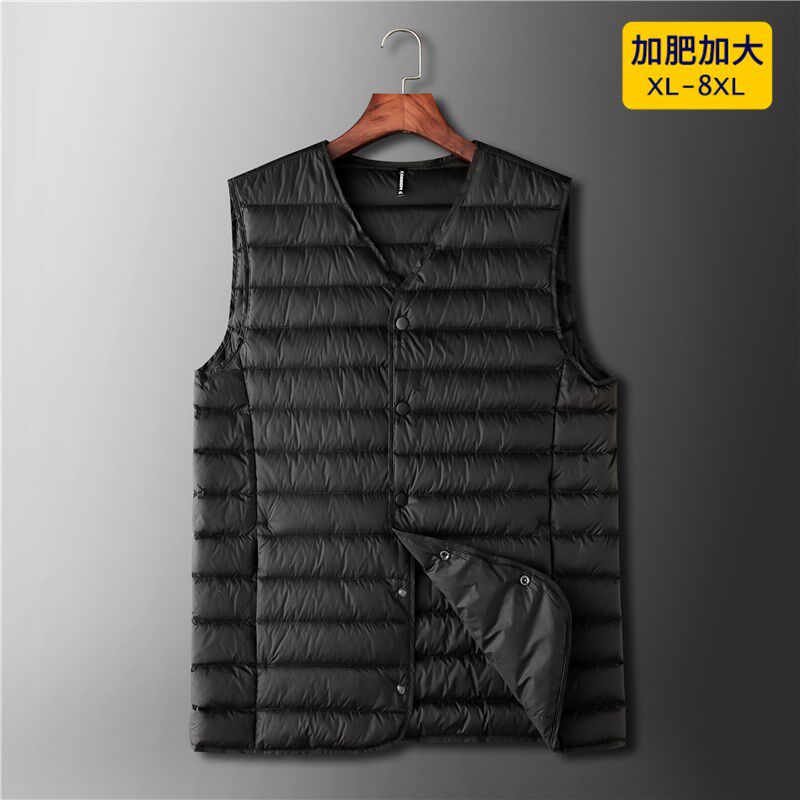 冬季男士大码保暖羽绒马甲胖子加肥加大背心坎肩