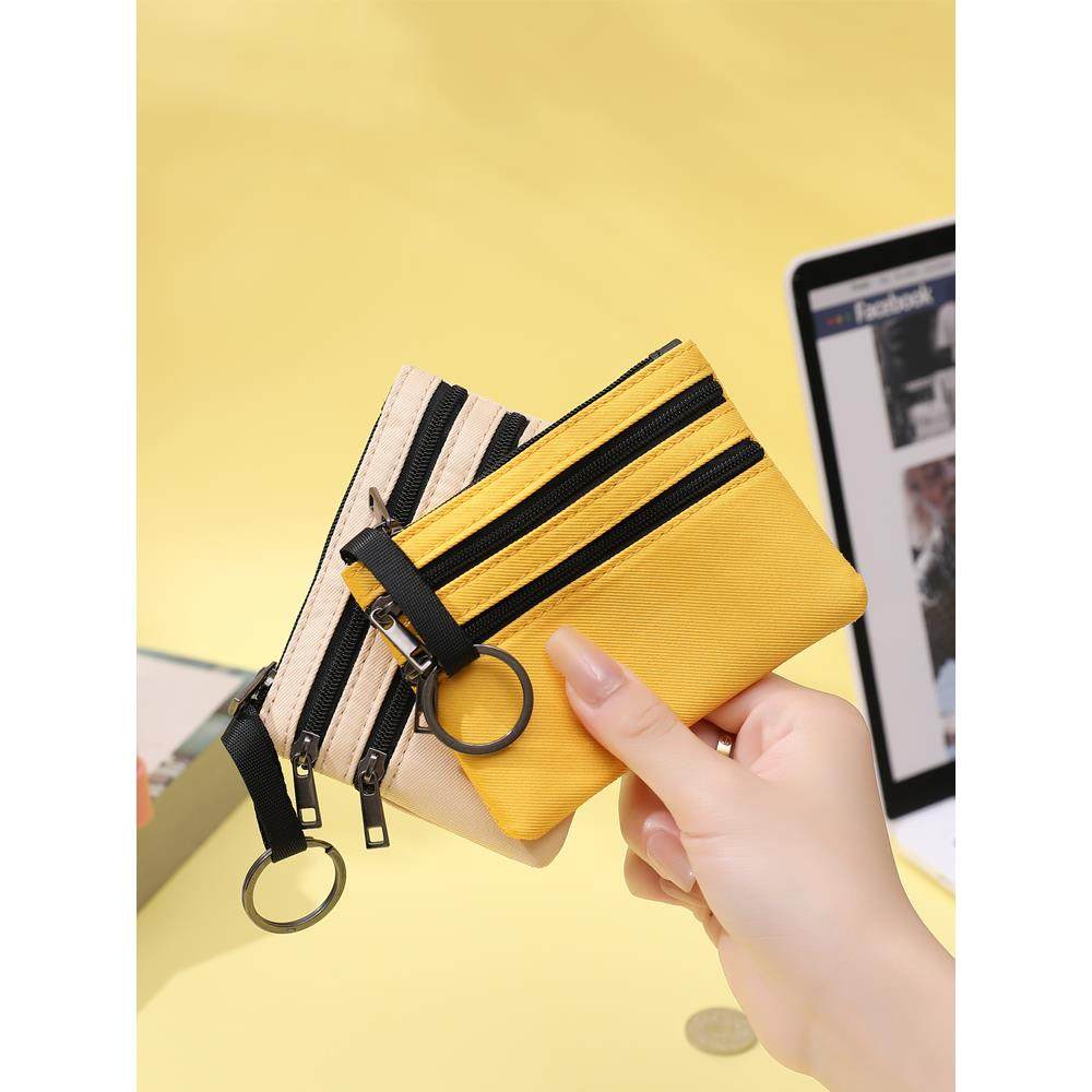 零钱包女帆布手拿小包布袋短款迷你小钱包卡包三层拉链钥匙硬币包