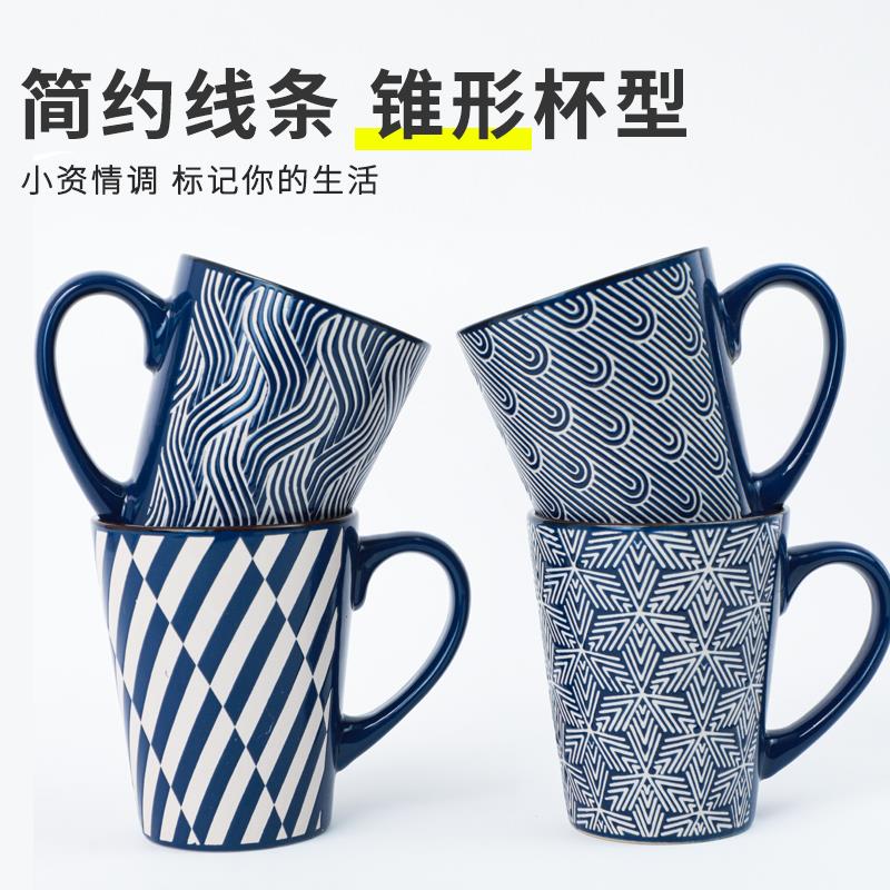 颜值创意浮雕大杯子家用陶瓷牛奶咖啡杯大容量设计水杯情侣马克杯
