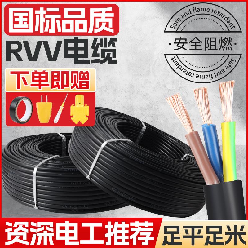 国标足2.5/4/6平方2/3芯电线电缆线户外防冻耐磨护套线软线电源线