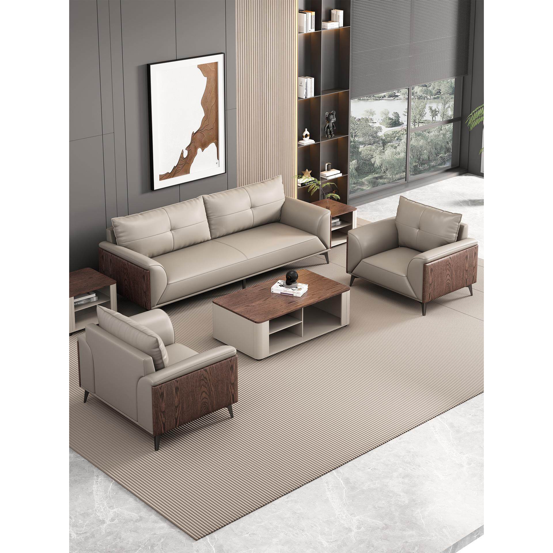 品质办公室沙发茶几组合高档轻奢商务接待办公沙发会议室沙发单人