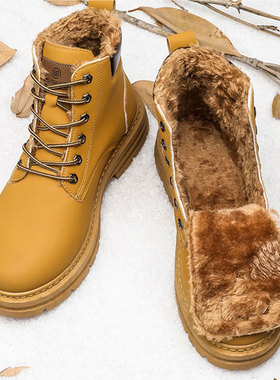 冬季男鞋男士靴子专用棉鞋外卖骑手鞋冬天骑行靴加厚鞋子保暖冬鞋