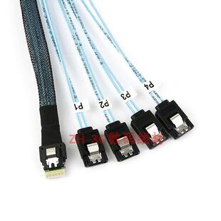 全新Slim SAS 4.0 SFF-8654转4 SATA3 7P磁盘阵列硬盘数据连接线