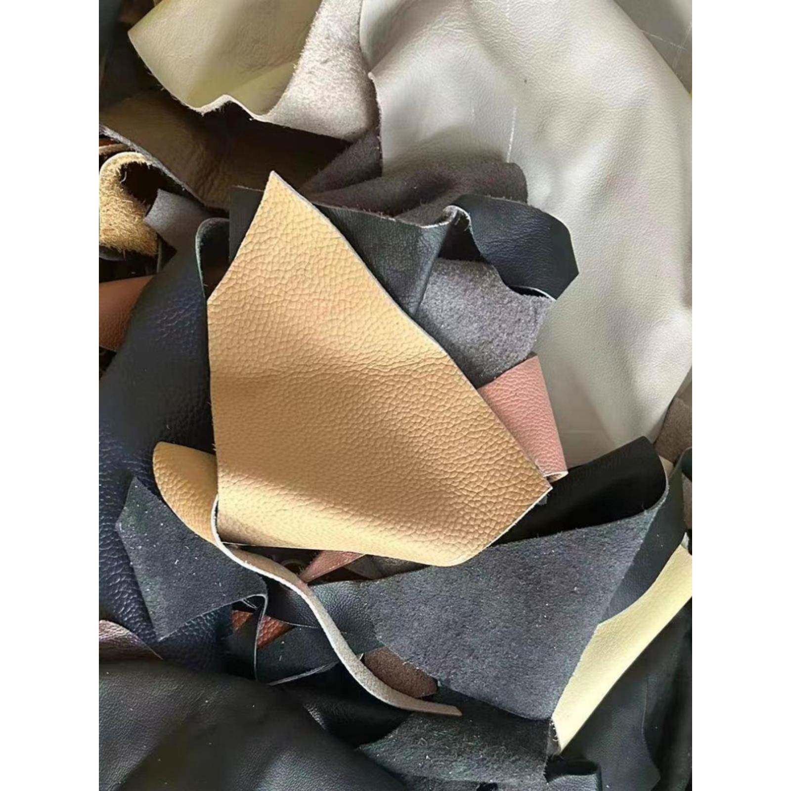 头层真牛皮皮料皮块边角料手工diy皮具黑色碎彩色荔枝纹补丁真皮